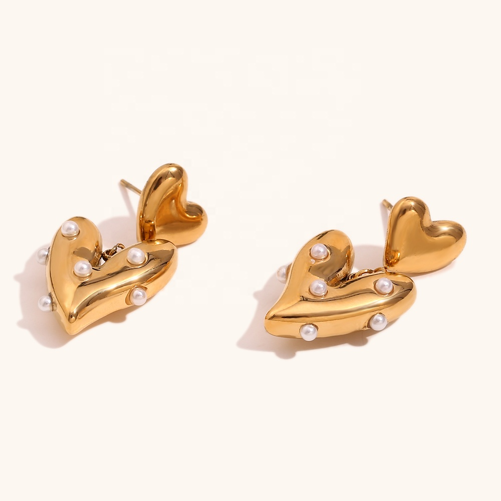 Pearl Heart Earrings