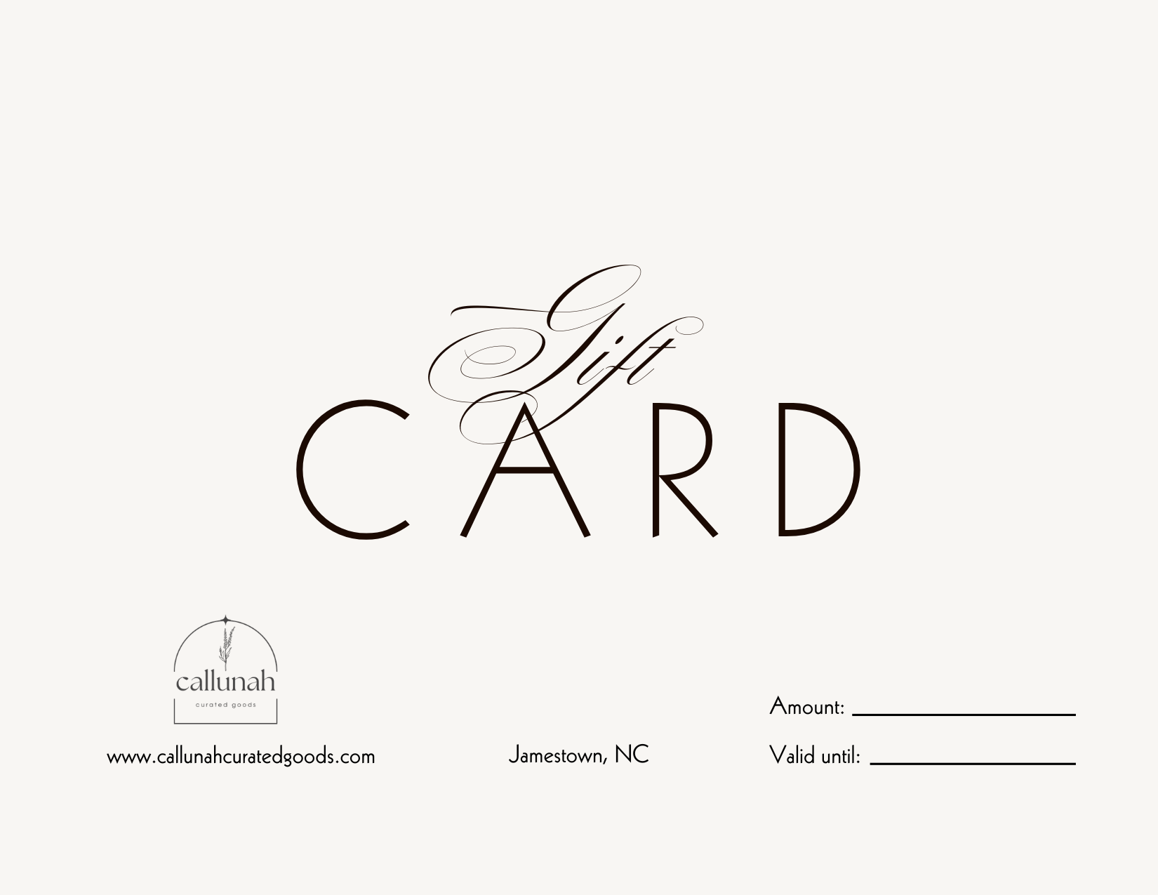Callunah Gift Card