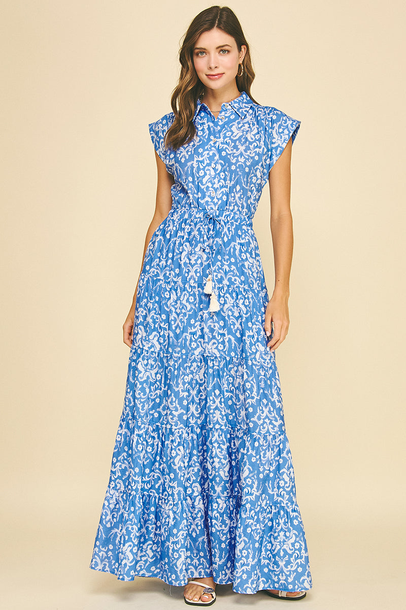 Blue Willow Tiered Maxi Dress