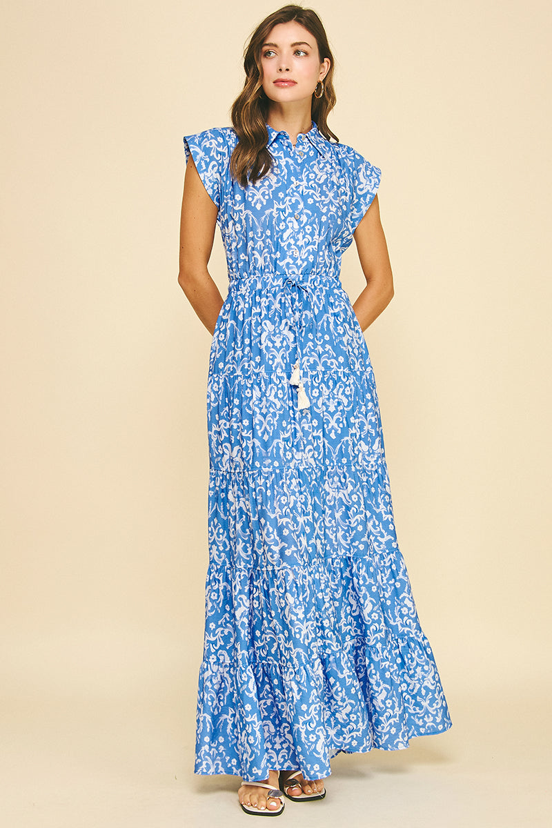 Blue Willow Tiered Maxi Dress