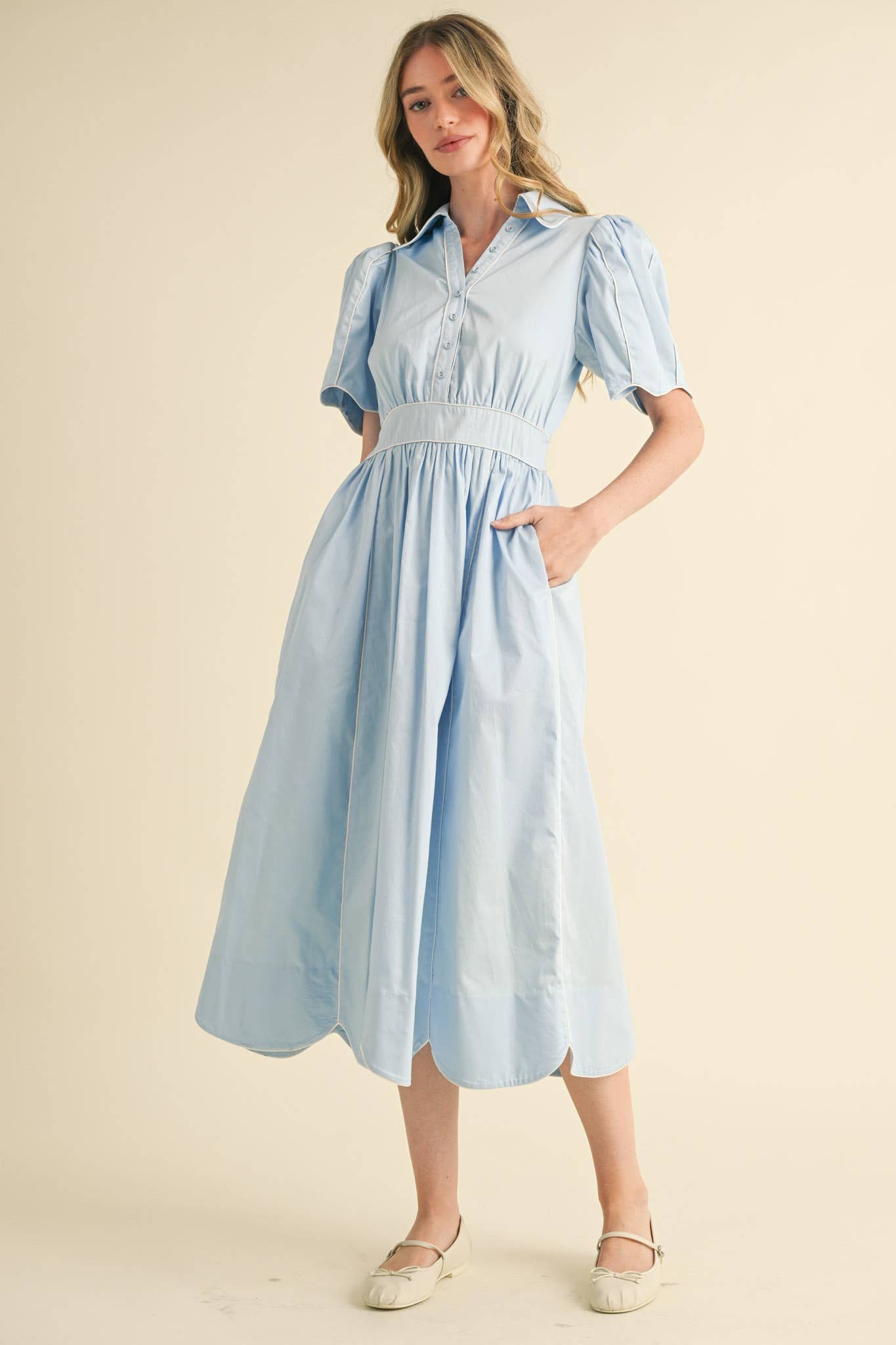 Light Blue Collared Shirt Dress