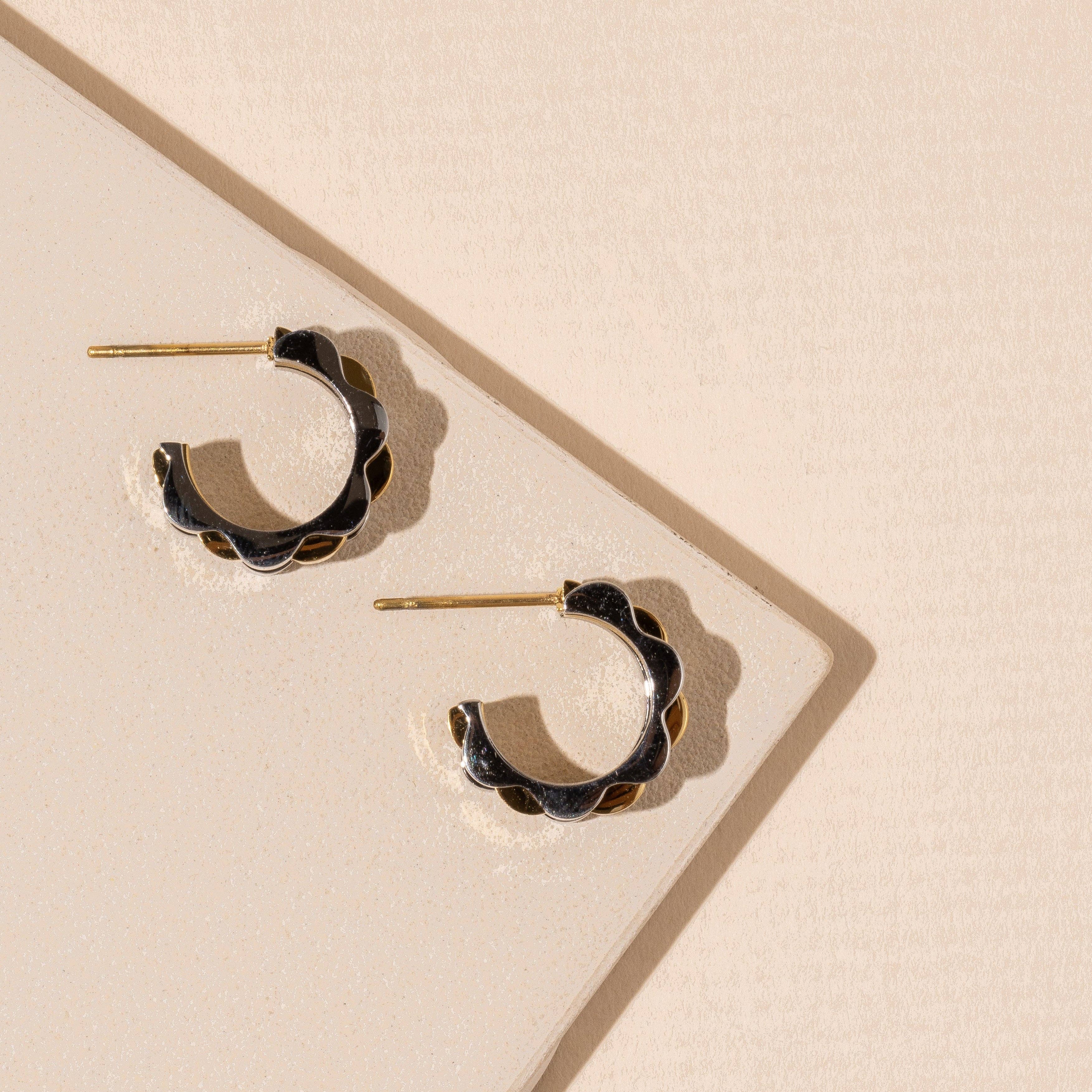 Gold+Silver Chain Link Statement Hoops