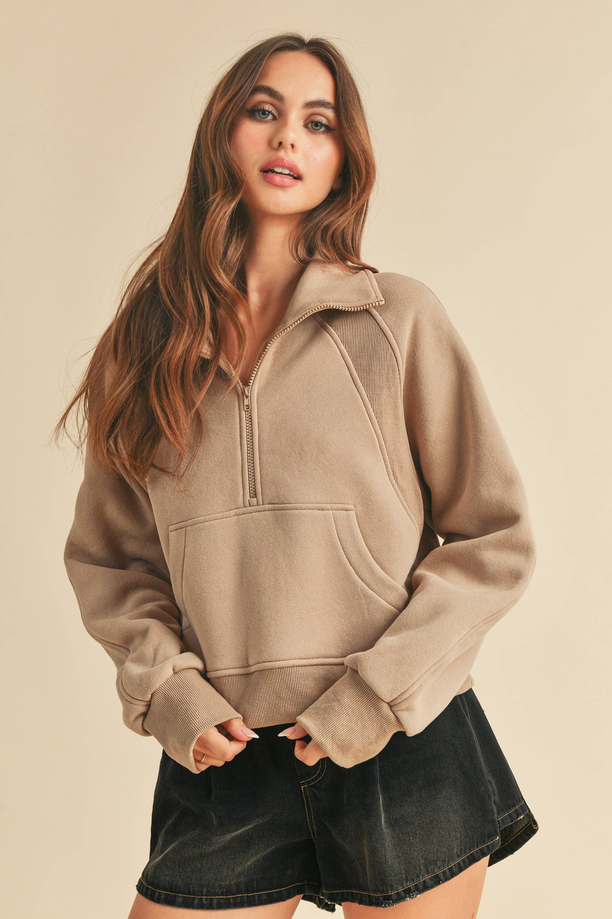 Front Pocket Pullover - Half Zip