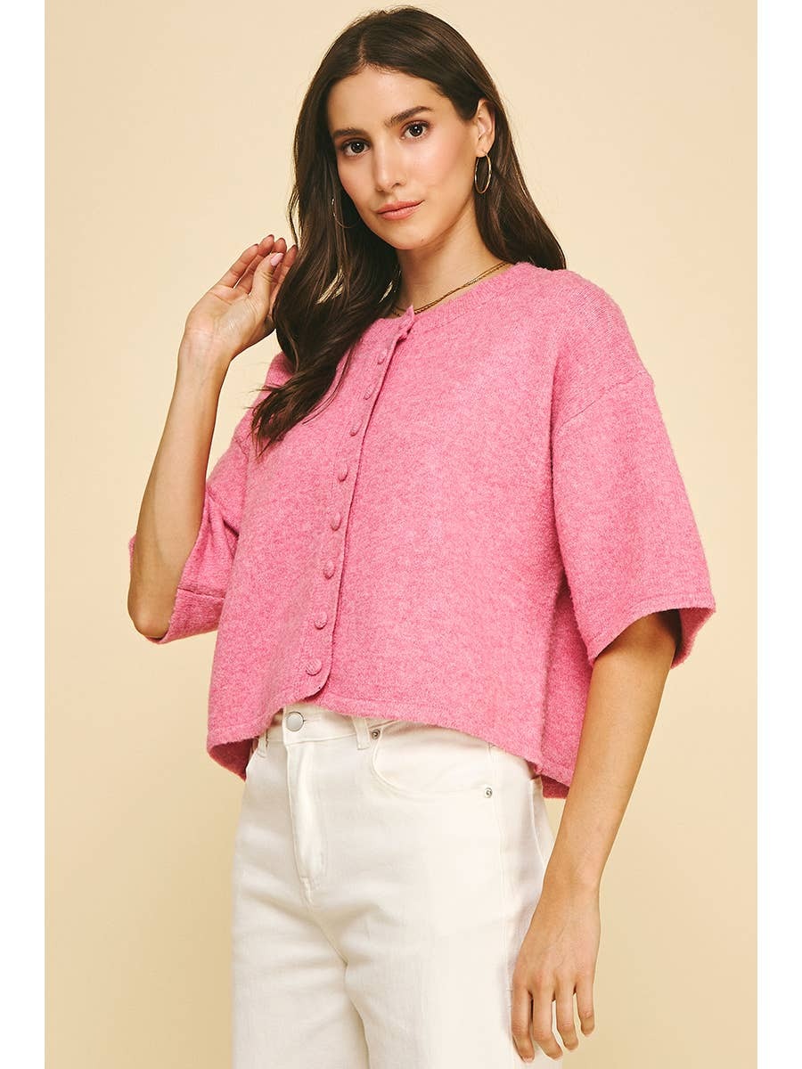Blush Textured Short Sleeve Sweater