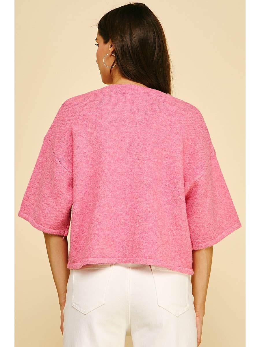 Blush Textured Short Sleeve Sweater