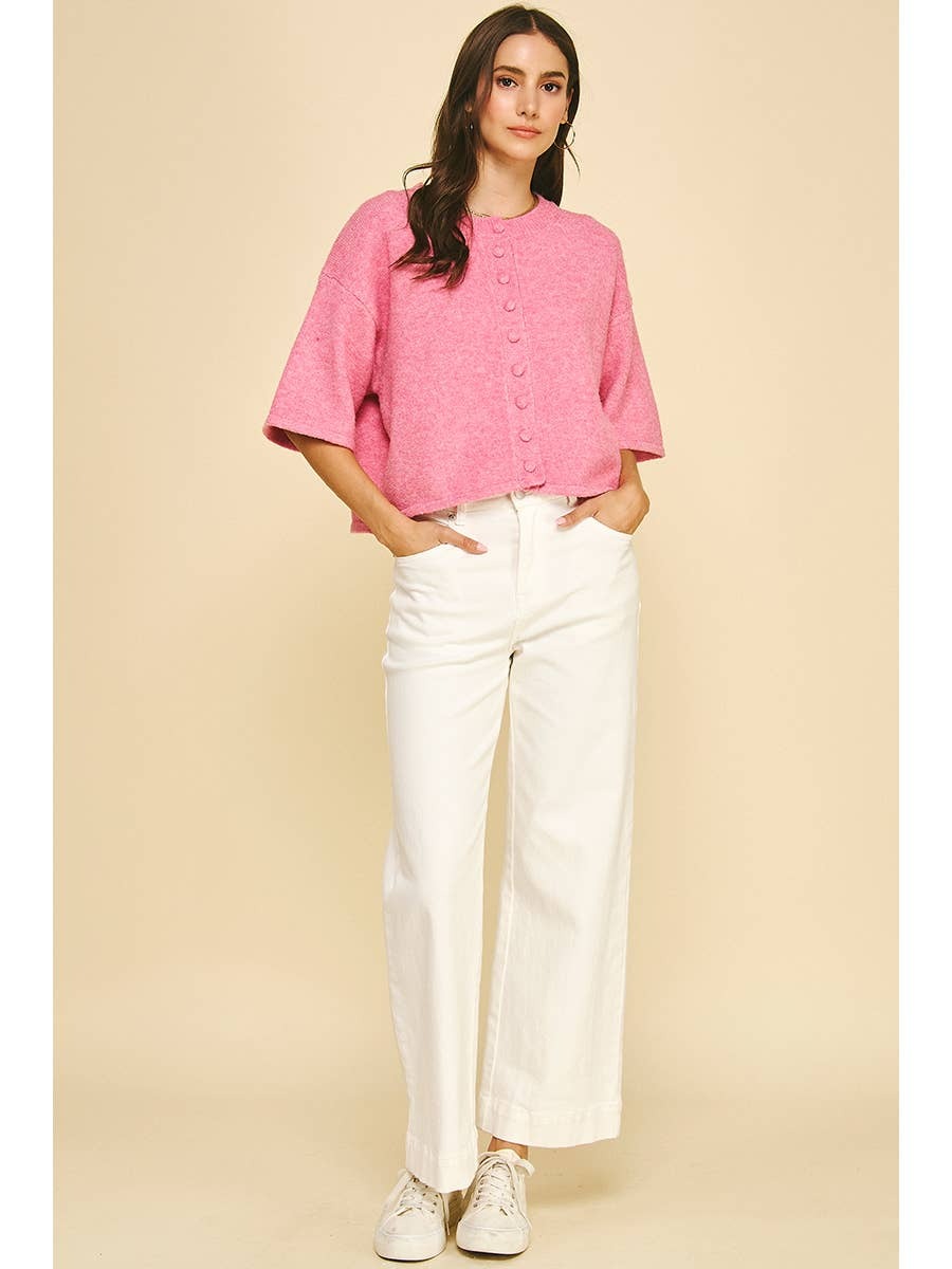 Blush Textured Short Sleeve Sweater