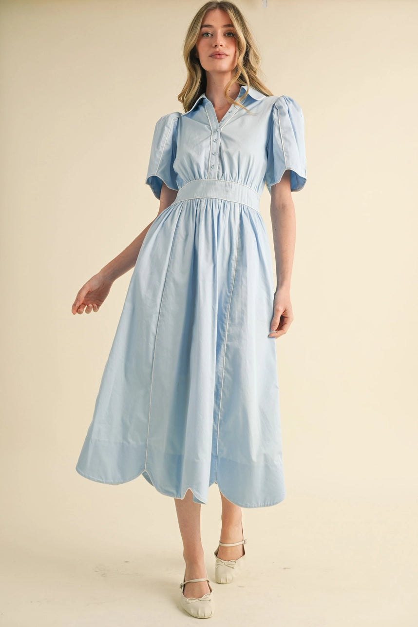 Light Blue Collared Shirt Dress