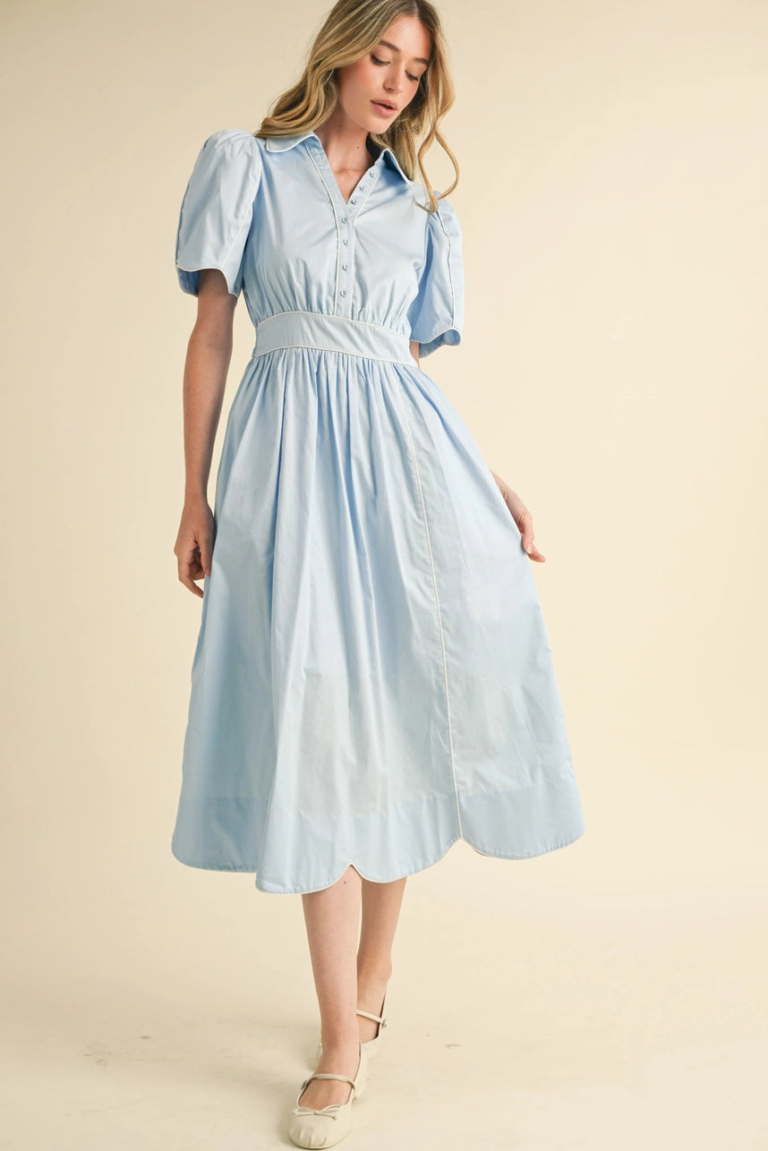 Light Blue Collared Shirt Dress