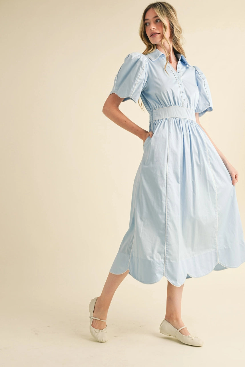 Light Blue Collared Shirt Dress