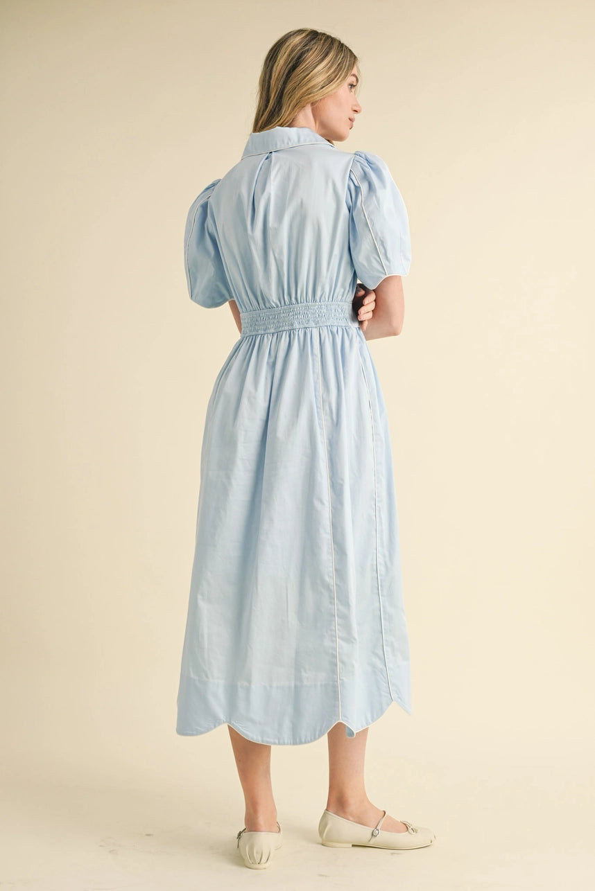 Light Blue Collared Shirt Dress